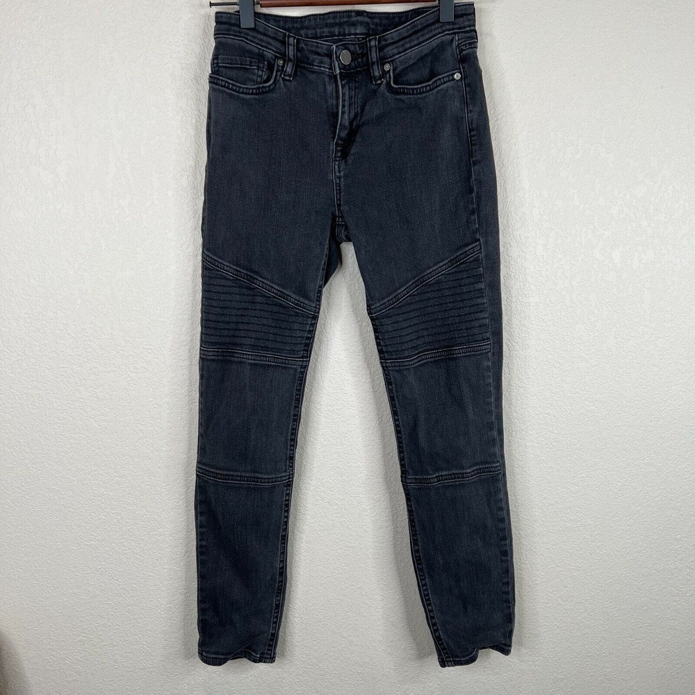 AllSaints Womens Biker Cropped Jeans Size 25 Washed Black Mid Rise‎ Denim Skinny